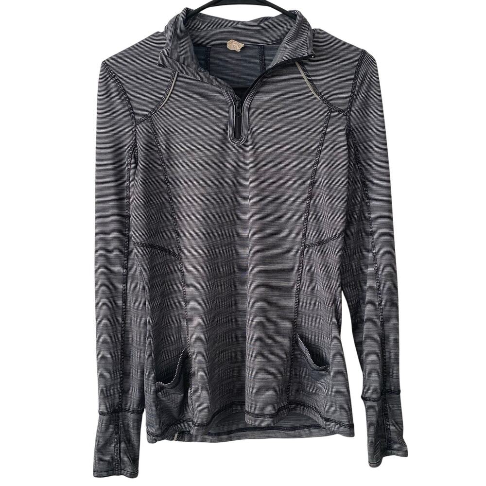 EVERLAST Heather Gray Quarter Zip Long Sleeve Activewear Top Size Small Pockets